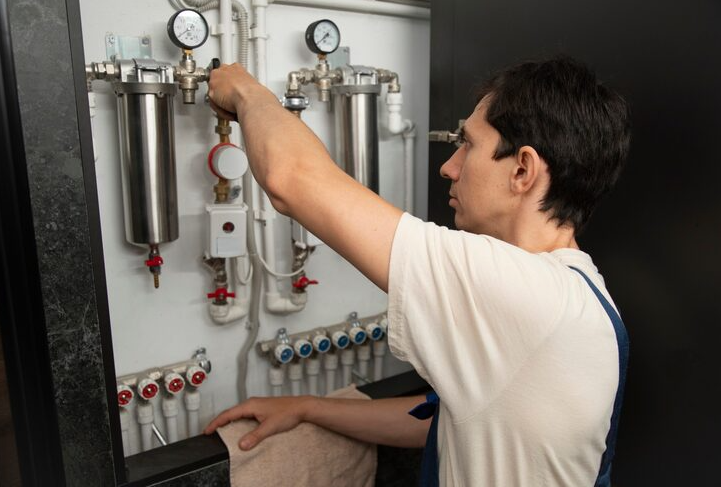 Plumber replacing thermostat and pressure relief valve on Redfern hot water system