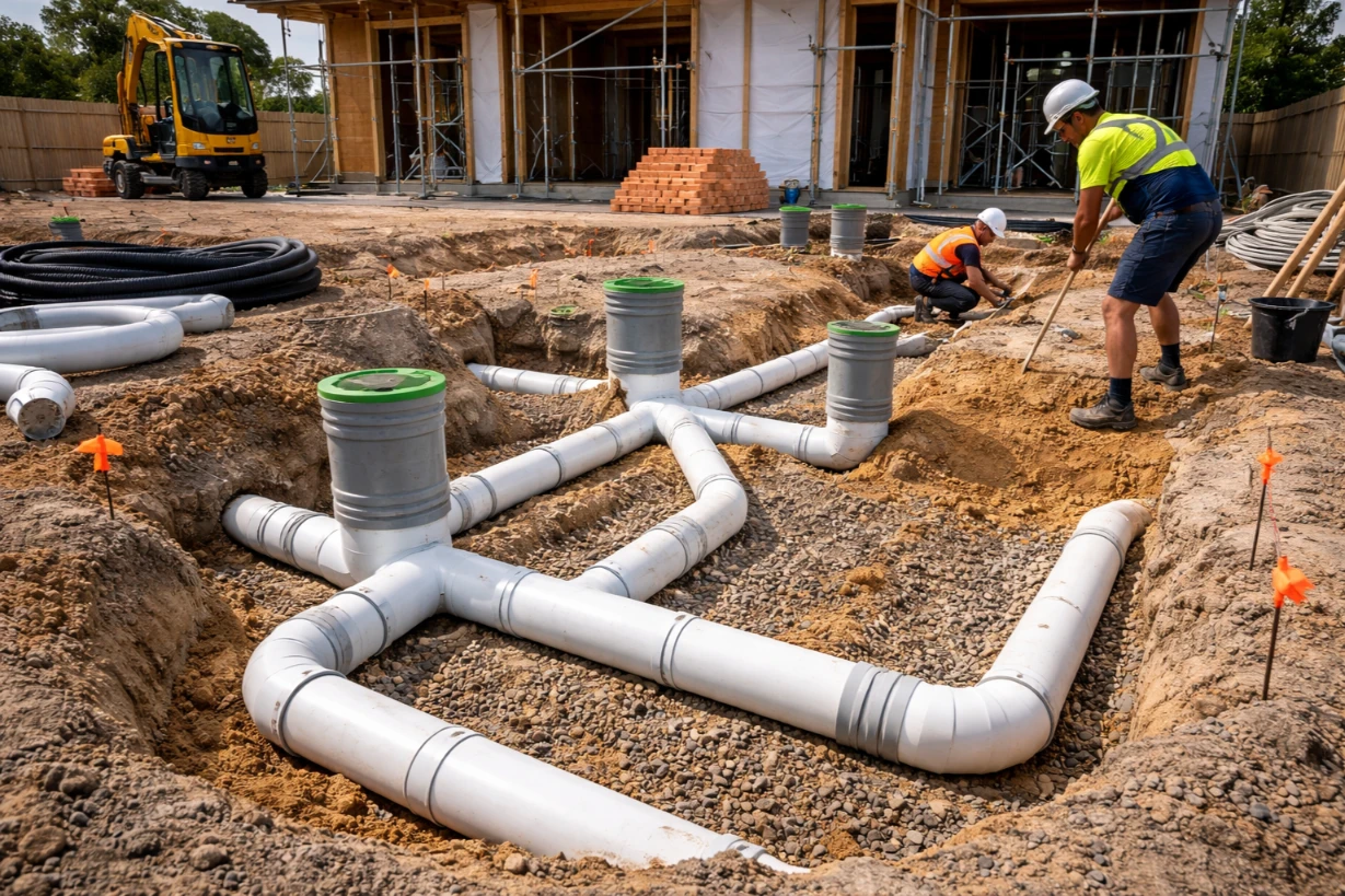 Professional installation of underground drainage for a new build plumbing project in Sydney