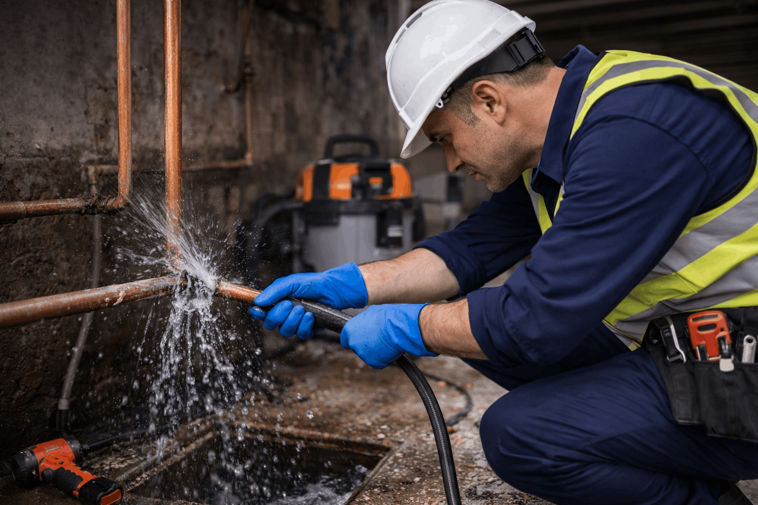 Licensed plumber repairing a burst pipe in Sydney