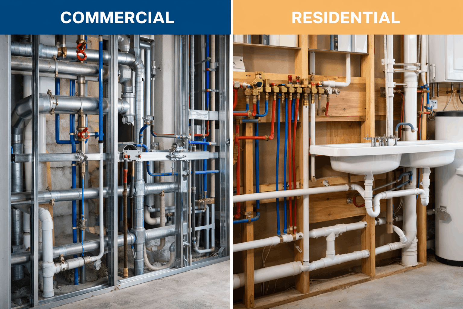 Comparison of commercial vs residential plumbing systems