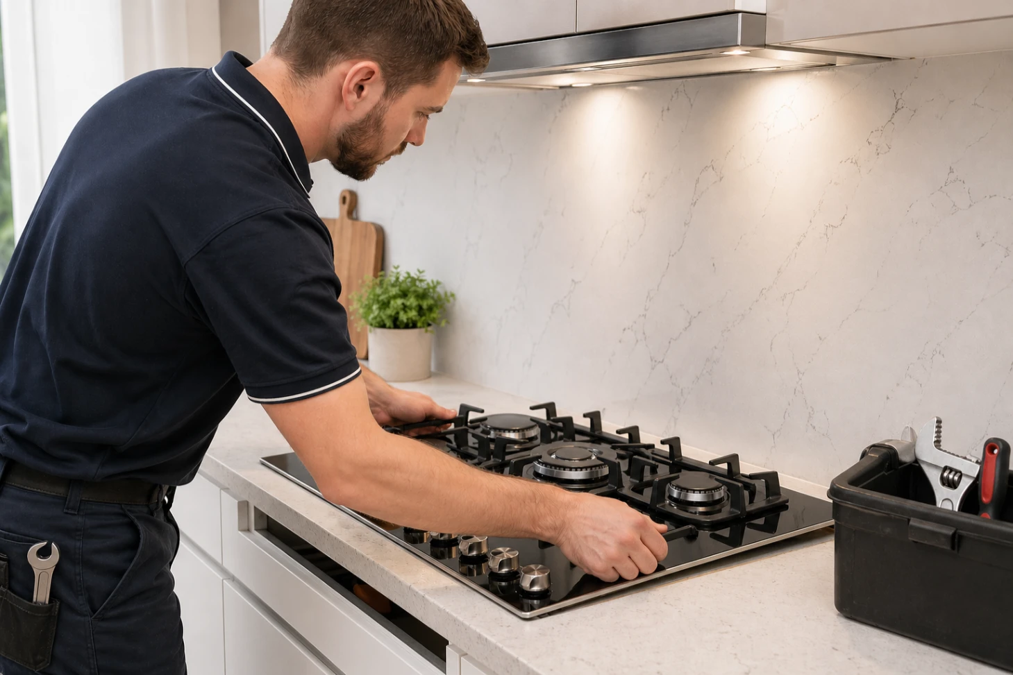 Professional gas cooktop installation by a licensed Sydney gas fitter