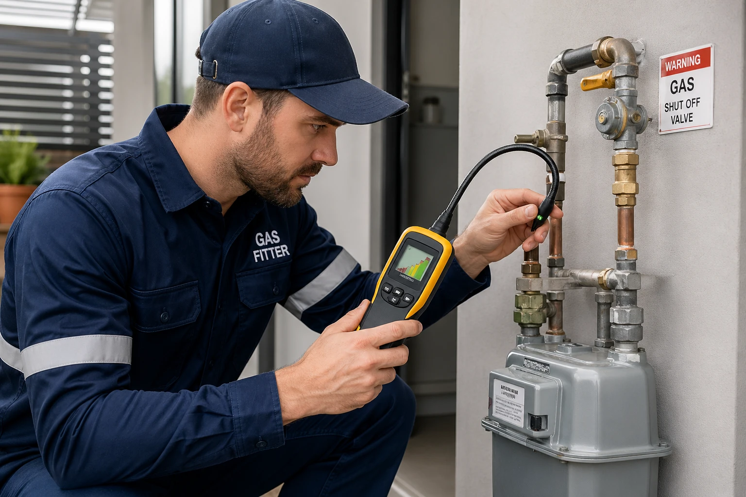 Professional gas fitting services using electronic tools for a permanent gas leak solution