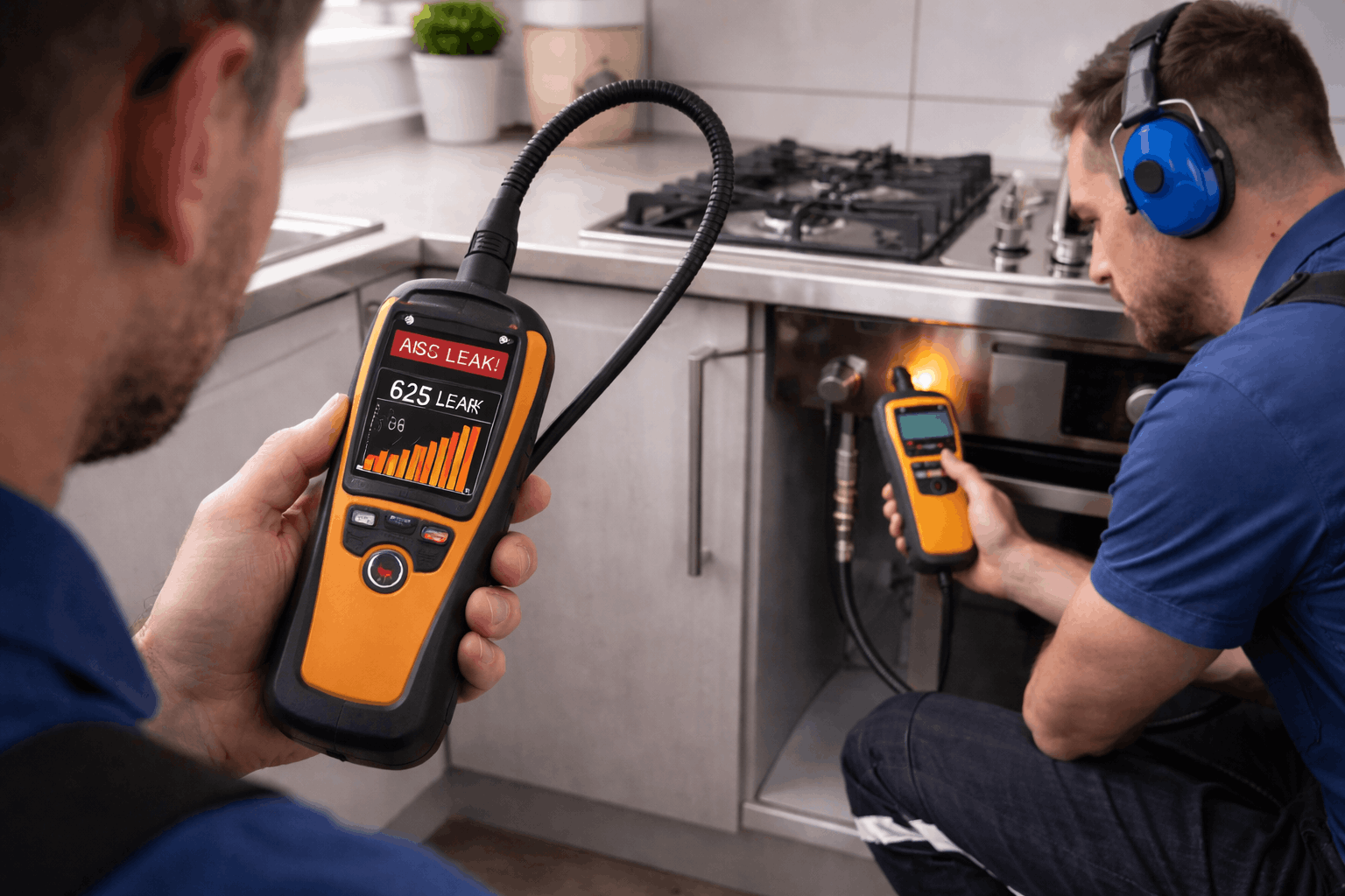 Plumber performing non-invasive leak detection in Sydney using advanced equipment
