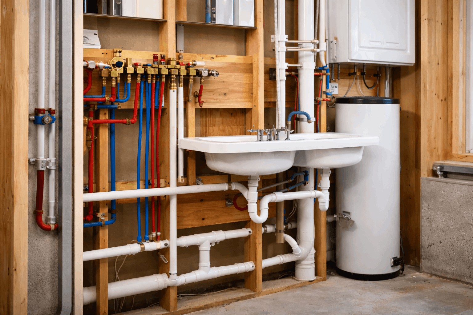 Residential plumbing system inside a home