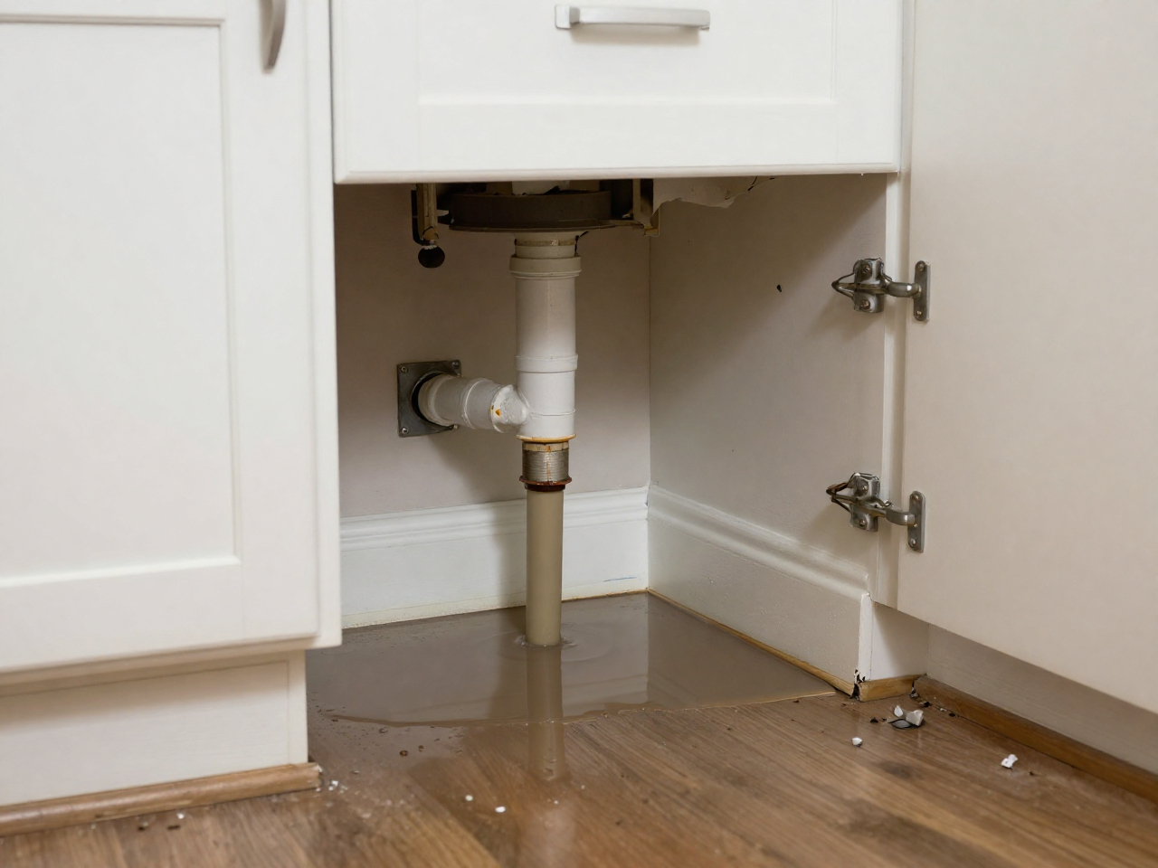 Water damage inside a home caused by burst plumbing pipes