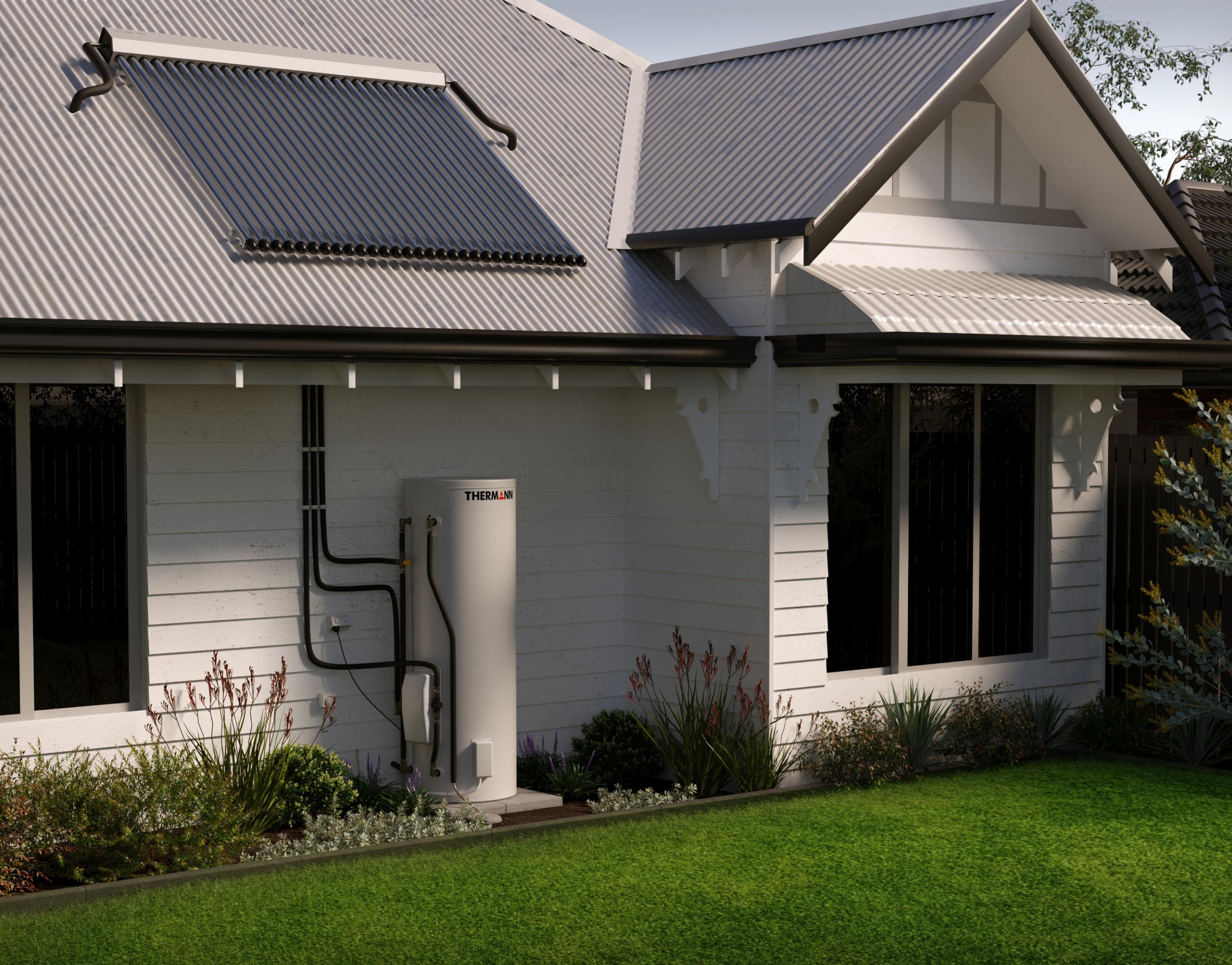 Evacuated tube solar hot water system installed on a residential property in Sydney